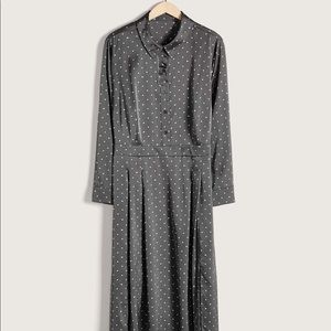 Addition Elle Grey Polka Dot Fit & Flare Midi Shirt Dress -